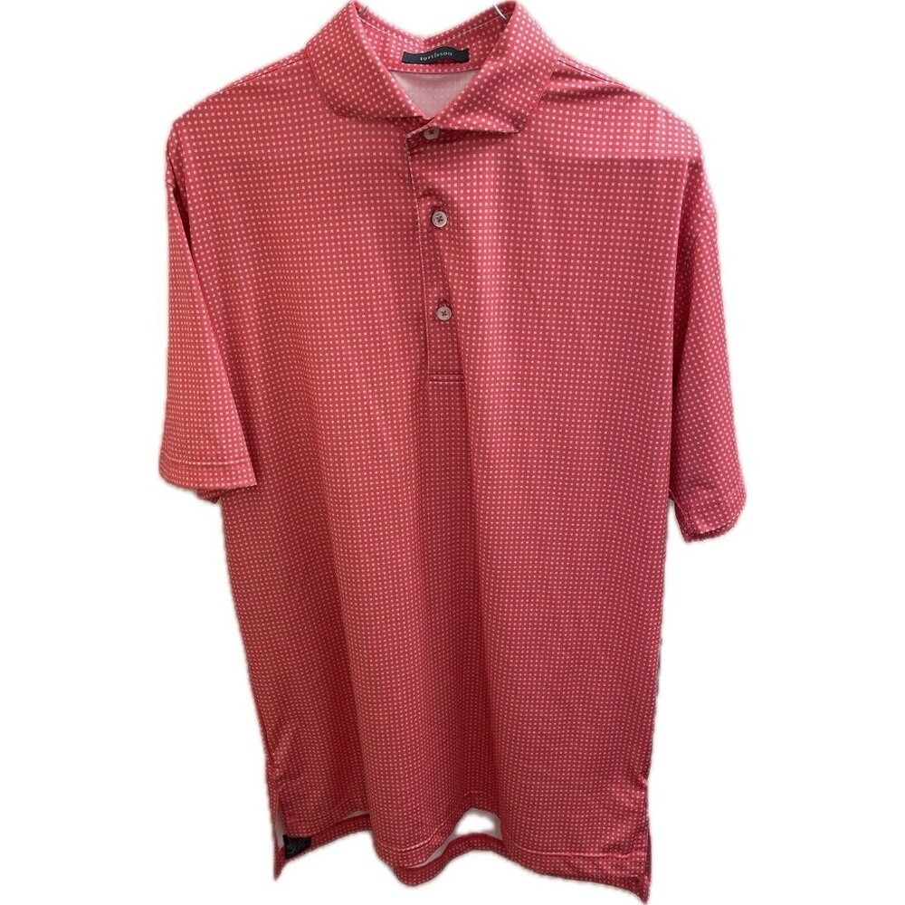 Turtleson Shirt Adult Small Pink Blue Squares Golf Polo Mens Monogrammed  1696